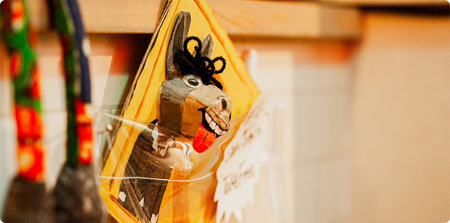 ロバブリトーの店内のロバの飾り